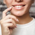 closeup of smile with white healthy teeth